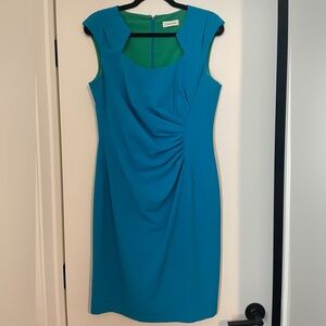 Calvin Klein Blue Sleeveless Ruched Mini Dress